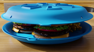 Stackable Poolside Plate & Lid Hybrid - Blue (100 pack)