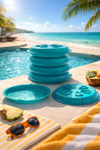 Stackable Poolside Plate & Lid Hybrid  - Teal (8 pack) - Ringo Rack